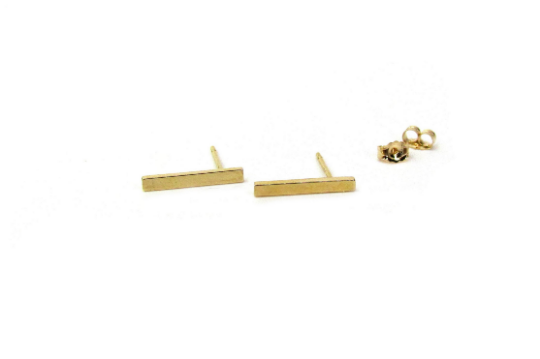 14K Large Bar Stud Earrings
